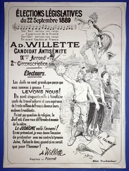 Plakat zur Förderung der Wahl des Künstlers bei den Parlamentswahlen im September 1889