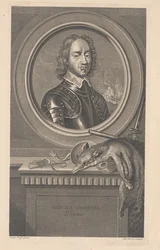 Oliver Cromwell, Protektor, graviert von Pierre Drevet