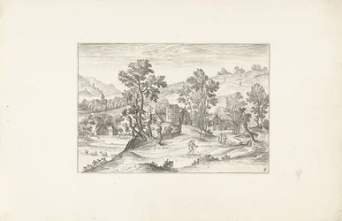 Landschaft mit Spaziergängern