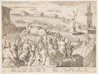 Walfang durch Kaiser Claudius im Hafen von Ostia, Tafel 19 in der Serie Venationes Ferarum, Avium, Piscium