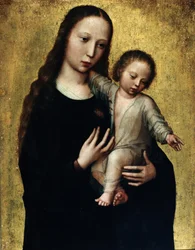 Die Jungfrau Maria mit dem Jesuskind in einem Hemd