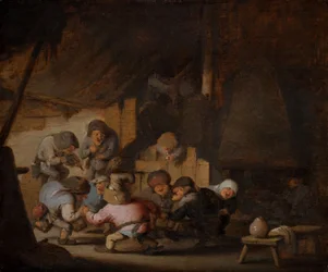 Tanzende Zwerge in einem Bauernwirtshaus, um 1635