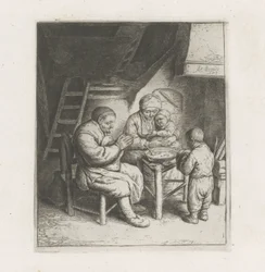 Familie betet vor dem Essen