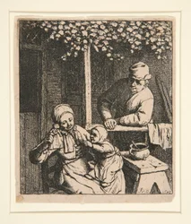Die gewünschte Puppe [Frau neckt Kind mit Puppe]