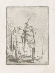 Mann mit Halskrause bei einem Bauernpaar