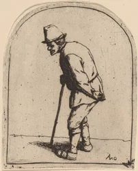 Bauer mit krummem Rücken