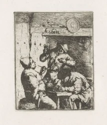 Zwei Raucher und ein Trinker in einer Taverne