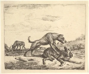 Kämpfende Hunde, aus Verschiedene Tiere