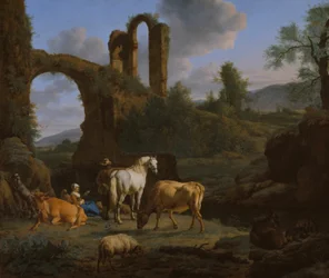 Pastorale Landschaft mit Ruinen