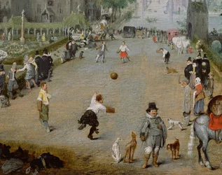 Ein Jeu de Paume vor einem Landpalast
