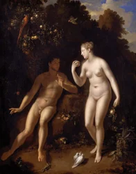 Adam und Eva bei dem Baum der Erkenntnis von Gut und Böse