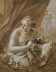 Während Samson in Delilas Schoß schläft, ruft sie seine Feinde herbei, um ihm die Haare abzuschneiden (Richter 16:19)