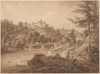 Burg Rauenstein vom Flussufer aus gesehen