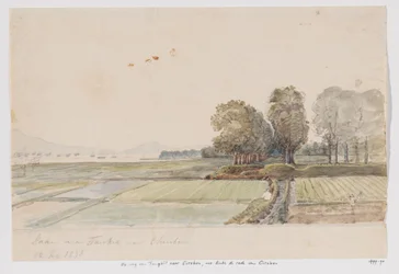Landschaft mit Straße von Tangkil nach Cirebon und Blick auf die Reede von Cirebon, West-Java