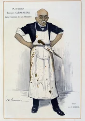 Clémenceau als Metzger - von Barrère, in „Fantasio“ vom 01.10.1906