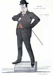 Porträt von Andre Antoine (1858-1943), französischer Regisseur, Schauspieler, Theoretiker und Theaterdirektor - Zeichnung von A. Barrere - in „Fantasio“, 01.06.1907
