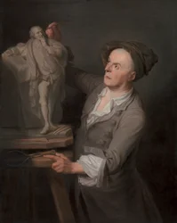 Louis-Francois Roubiliac modelliert sein Denkmal für Shakespeare