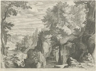 Berglandschaft mit einem Einsiedler