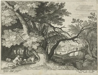 Landschaft mit zwei Jägern