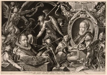 Porträt von Bartolomaeus Spranger mit einer Allegorie auf den Tod seiner Frau, Christina Müller