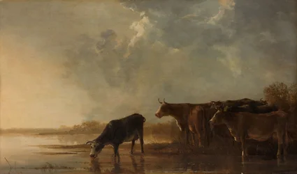 Flusslandschaft mit Kühen