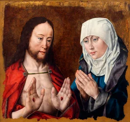 Christus zeigt seiner Mutter die Nagelwunden in seinen Händen, um 1490