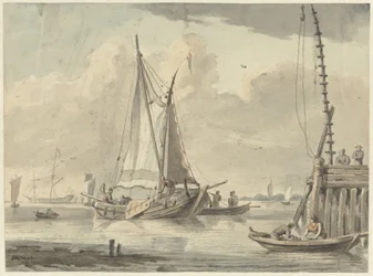 Segelschiffe auf dem Fluss bei Dordrecht