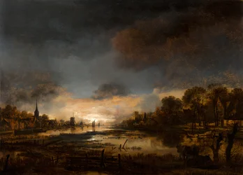 Flusslandschaft bei Sonnenuntergang