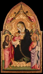 Die Madonna der Demut mit Heiligen und Engeln