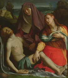 Der tote Christus zwischen der Jungfrau Maria und Maria Magdalena