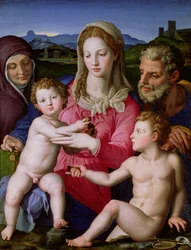 Heilige Familie mit St. Anna und dem kleinen St. Johannes dem Täufer, um 1550