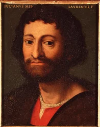 Porträt von Julien de Medicis (1478-1516) Herzog von Nemours. Gemälde von Allori Angelo di Cosimo dit Bronzino (1503-1572) - 16. Jahrhundert. Palazzo Medici-Riccardi, Florenz