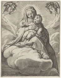 Maria mit Kind in den Wolken