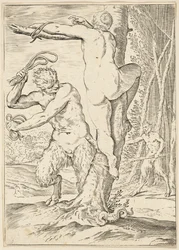 Satyr, der eine Nymphe auspeitscht, ca. 1590-95