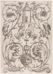 Groteskes Ornament mit Satyrn, aus einem Satz von zwanzig Ornamenttafeln