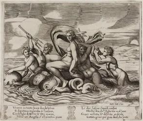 Psyche wird in ihrem Bad von unsichtbaren Nymphen bedient