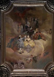 Tanz durch die Jahrhunderte von der Decke des Ballsaals