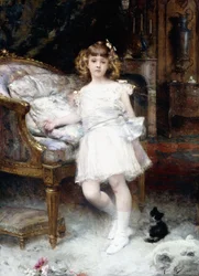 Porträt von Janine Potin mit einem Kätzchen, 1904