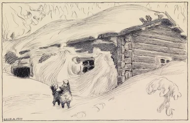 Die Hütte im Schnee