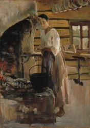 Frau kocht Weißfisch