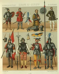 Illustration europäischer Krieger-Rüstungen