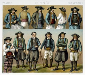 Männerkostüme des Finistère des 19. Jahrhunderts - in „Le costume ancien et historique“ von Racinet