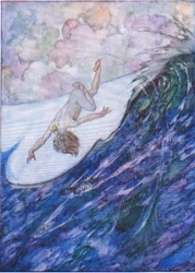 Er gab drei Schiffe aus dem Wasser, einen Meter hoch, und überschlug sich, aus The Water Babies, veröffentlicht von Humphrey Milford Oxford University Press, ca. 1930