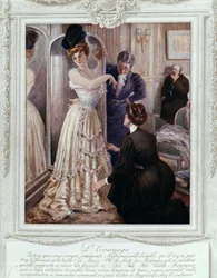 Anprobe beim Schneider, von Albert Guillaume (1873-1942), ca. 1895