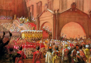 Kaiser Nikolaus II. auf der Roten Treppe nach seiner Krönung, 1896.
