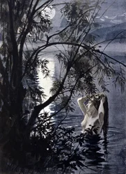 Darstellung einer Undine, einer Wassernymphe der germanischen Mythologie. Illustration von Albert Edelfelt (1854 - 1905).