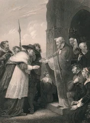 Kardinal Wolsey betritt die Abtei von Leicester, 1530, Mitte des 19. Jahrhunderts