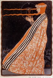 Eine Frau, die eine Sanduhr hält, frühes 20. Jahrhundert. Illustration von Klingner Albert (1869-1912)