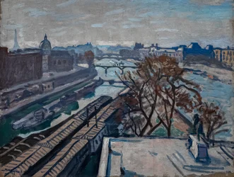 Blick auf die Seine und das Denkmal für Henri IV