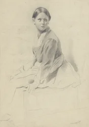 Sitzende junge Frau